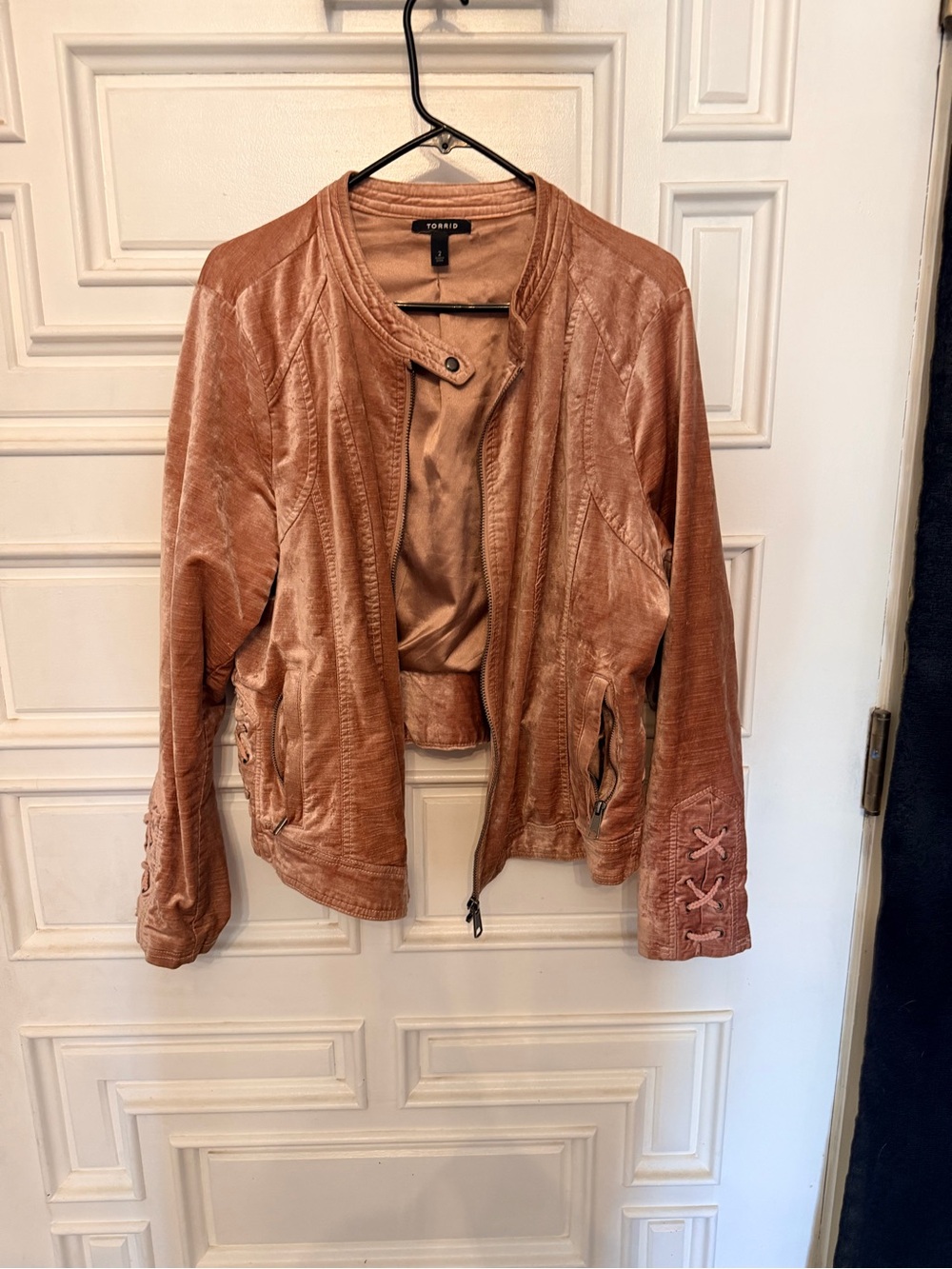 Torrid Dusty Pink Velour Moto Jacket